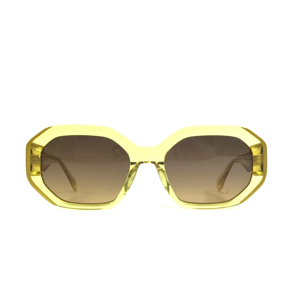Gigi Studios Sunglasses CITRUS 6944/7 Yellow Geometric Frames with Brown Lenses